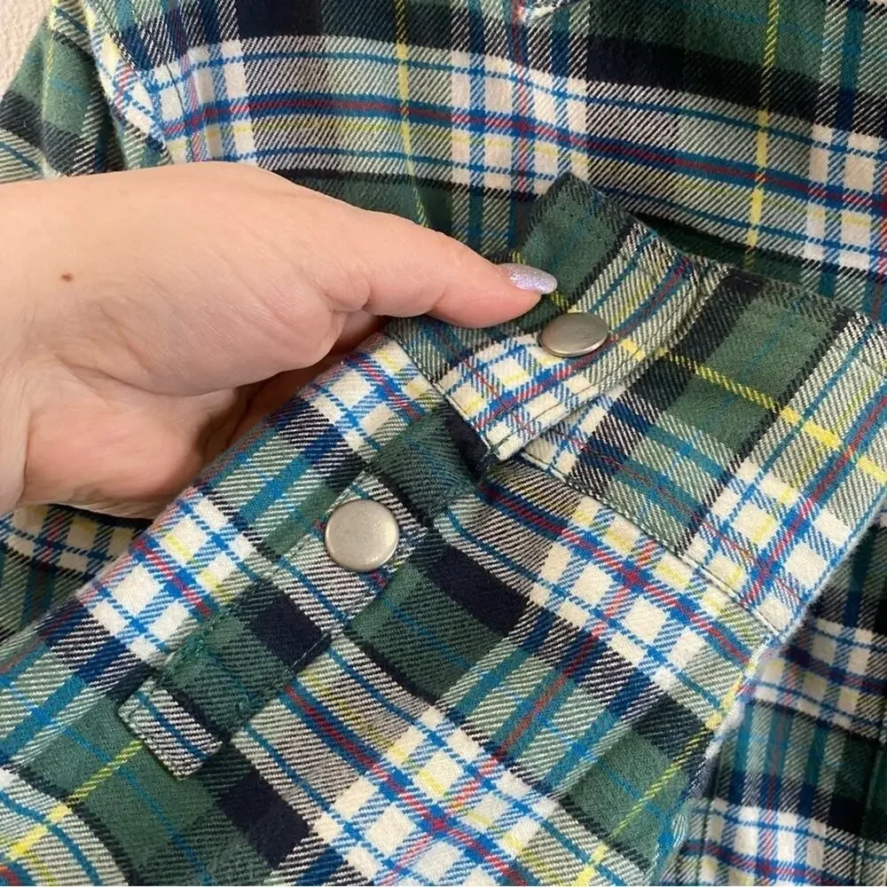 BDG | Oversized Flannel Plaid Shacket Red Fleece Lined Size XS - Picture 7 of 9